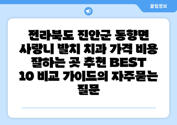 전라북도 진안군 동향면 사랑니 발치 치과 가격 비용 잘하는 곳 추천 BEST 10 비교 가이드