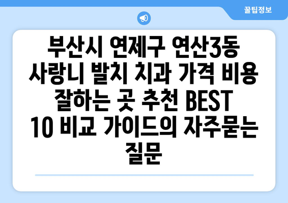 부산시 연제구 연산3동 사랑니 발치 치과 가격 비용 잘하는 곳 추천 BEST 10 비교 가이드