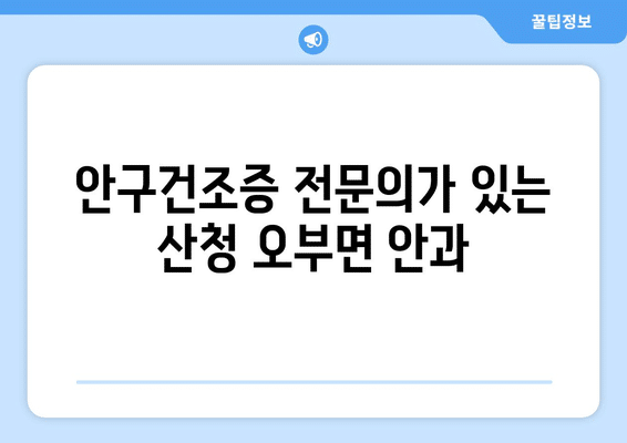 경상남도 산청군 오부면 안구건조증 안과 추천 잘하는 곳 총정리