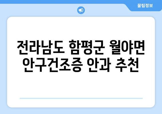 전라남도 함평군 월야면 안구건조증 안과 추천 잘하는 곳 총정리