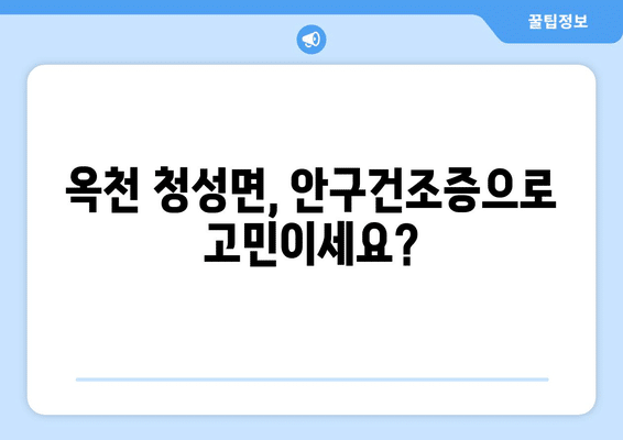 충청북도 옥천군 청성면 안구건조증 안과 추천 잘하는 곳 총정리