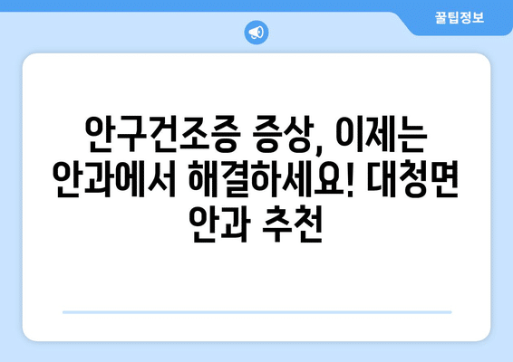 인천시 옹진군 대청면 안구건조증 안과 추천 잘하는 곳 총정리