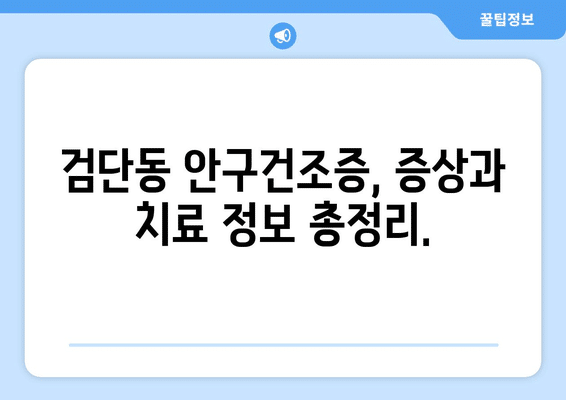 인천시 서구 검단동 안구건조증 안과 추천 잘하는 곳 총정리
