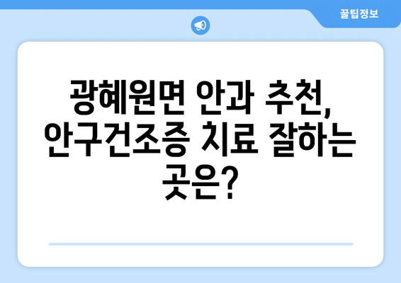 충청북도 진천군 광혜원면 안구건조증 안과 추천 잘하는 곳 총정리