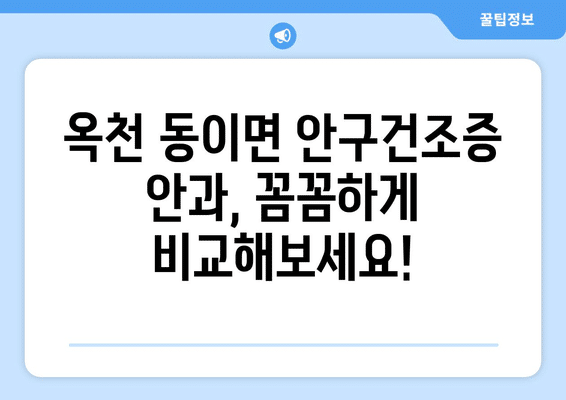 충청북도 옥천군 동이면 안구건조증 안과 추천 잘하는 곳 총정리