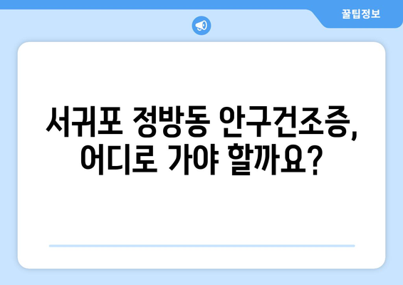 제주도 서귀포시 정방동 안구건조증 안과 추천 잘하는 곳 총정리