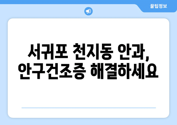 제주도 서귀포시 천지동 안구건조증 안과 추천 잘하는 곳 총정리