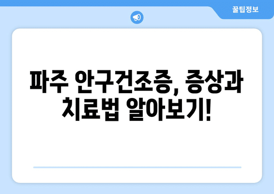 경기도 파주시 파주읍 안구건조증 안과 추천 잘하는 곳 총정리