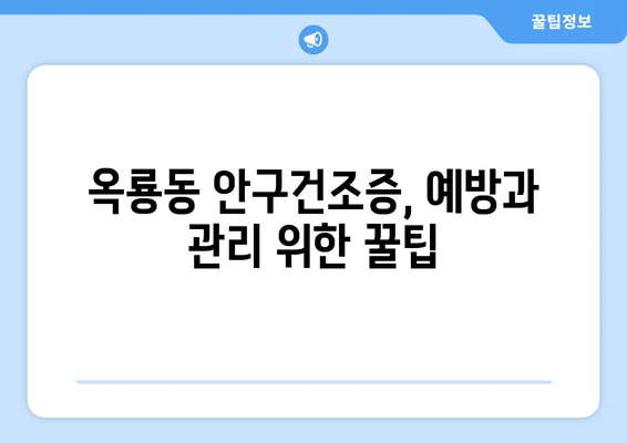 충청남도 공주시 옥룡동 안구건조증 안과 추천 잘하는 곳 총정리