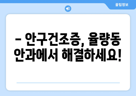 충청북도 청주시 청원구 율량동 안구건조증 안과 추천 잘하는 곳 총정리