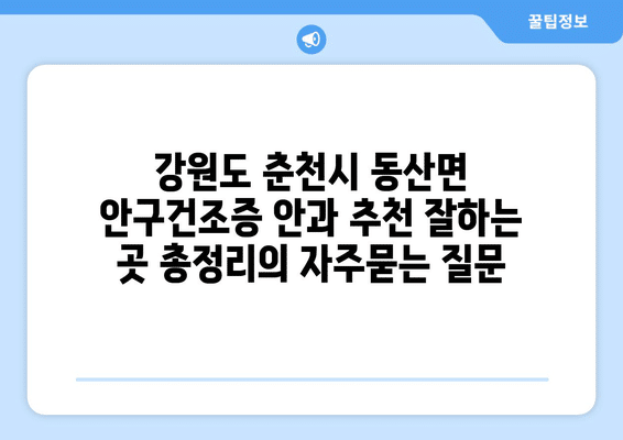 강원도 춘천시 동산면 안구건조증 안과 추천 잘하는 곳 총정리