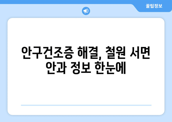 강원도 철원군 서면 안구건조증 안과 추천 잘하는 곳 총정리