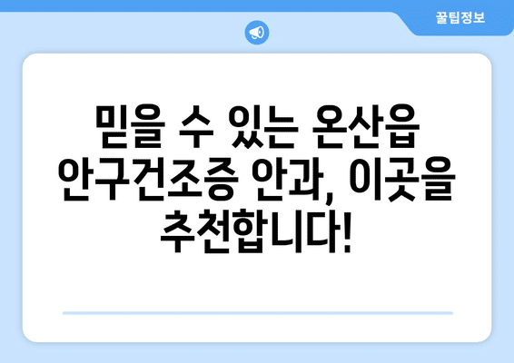 울산시 울주군 온산읍 안구건조증 안과 추천 잘하는 곳 총정리
