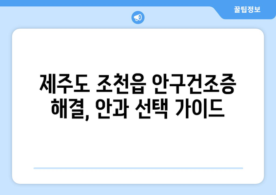 제주도 제주시 조천읍 안구건조증 안과 추천 잘하는 곳 총정리