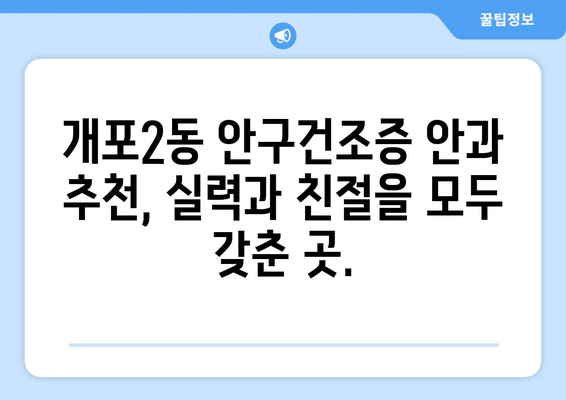 서울시 강남구 개포2동 안구건조증 안과 추천 잘하는 곳 총정리