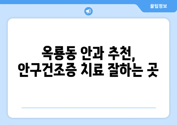 충청남도 공주시 옥룡동 안구건조증 안과 추천 잘하는 곳 총정리