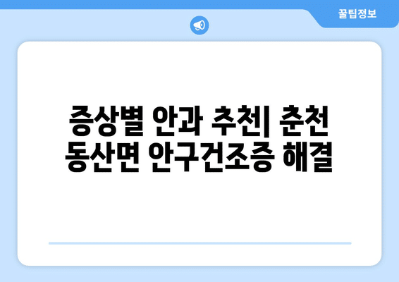 강원도 춘천시 동산면 안구건조증 안과 추천 잘하는 곳 총정리