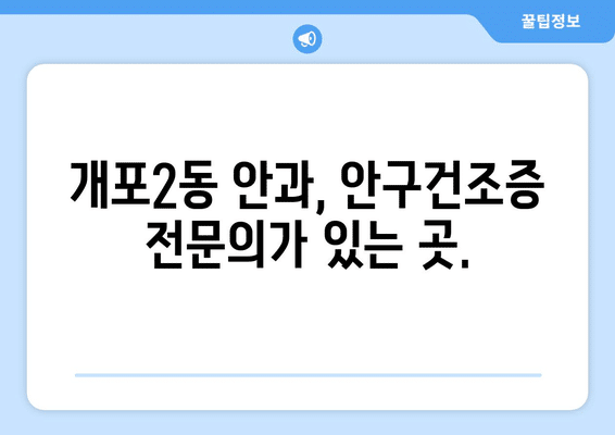 서울시 강남구 개포2동 안구건조증 안과 추천 잘하는 곳 총정리