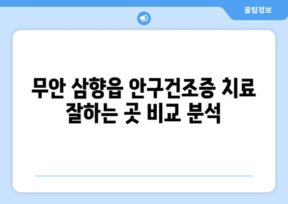 전라남도 무안군 삼향읍 안구건조증 안과 추천 잘하는 곳 총정리