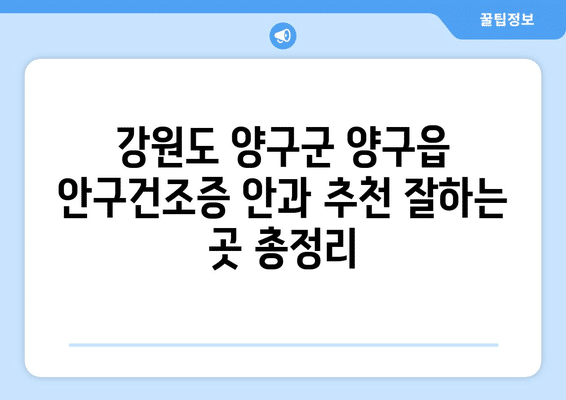강원도 양구군 양구읍 안구건조증 안과 추천 잘하는 곳 총정리