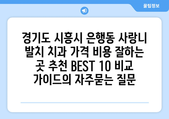 경기도 시흥시 은행동 사랑니 발치 치과 가격 비용 잘하는 곳 추천 BEST 10 비교 가이드