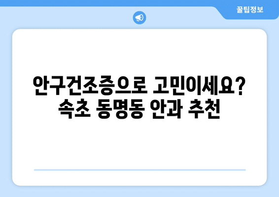 강원도 속초시 동명동 안구건조증 안과 추천 잘하는 곳 총정리