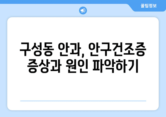 대전시 유성구 구성동 안구건조증 안과 추천 잘하는 곳 총정리