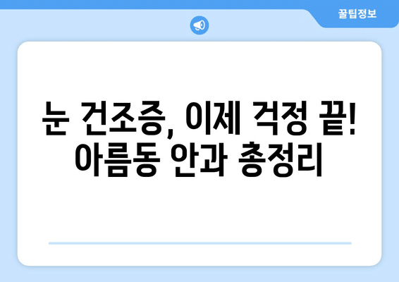 세종시 세종특별자치시 아름동 안구건조증 안과 추천 잘하는 곳 총정리
