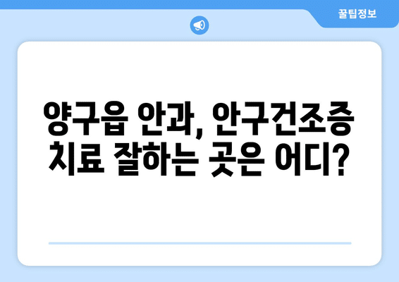 강원도 양구군 양구읍 안구건조증 안과 추천 잘하는 곳 총정리