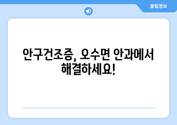 전라북도 임실군 오수면 안구건조증 안과 추천 잘하는 곳 총정리