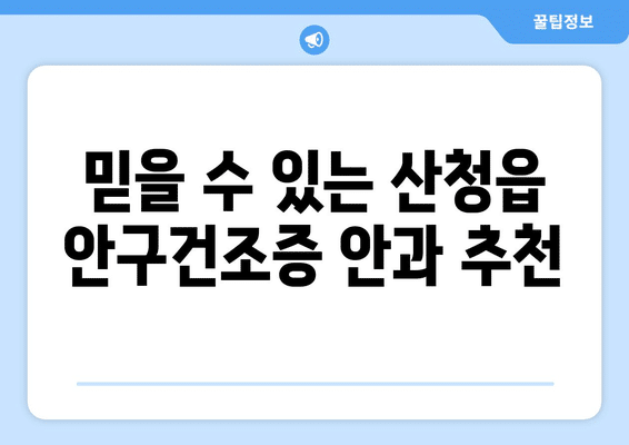 경상남도 산청군 산청읍 안구건조증 안과 추천 잘하는 곳 총정리