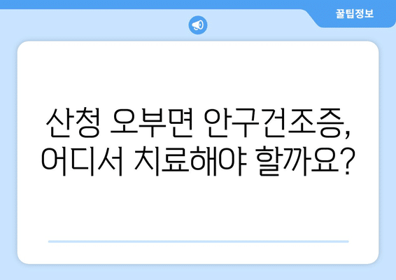 경상남도 산청군 오부면 안구건조증 안과 추천 잘하는 곳 총정리