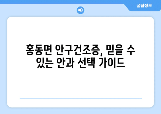 충청남도 홍성군 홍동면 안구건조증 안과 추천 잘하는 곳 총정리