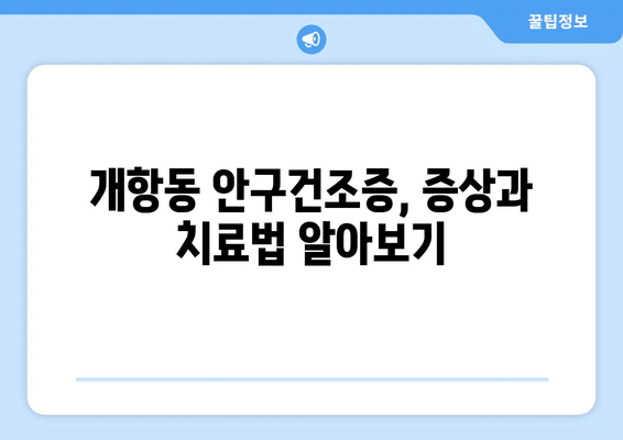 인천시 중구 개항동 안구건조증 안과 추천 잘하는 곳 총정리
