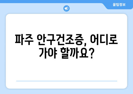 경기도 파주시 파주읍 안구건조증 안과 추천 잘하는 곳 총정리