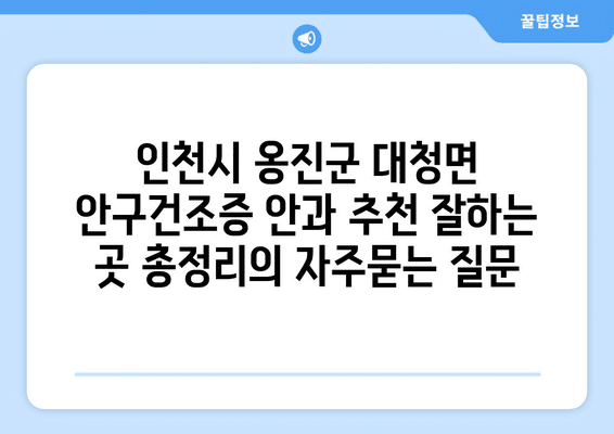 인천시 옹진군 대청면 안구건조증 안과 추천 잘하는 곳 총정리