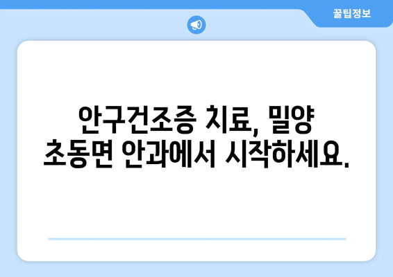 경상남도 밀양시 초동면 안구건조증 안과 추천 잘하는 곳 총정리