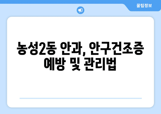 광주시 서구 농성2동 안구건조증 안과 추천 잘하는 곳 총정리