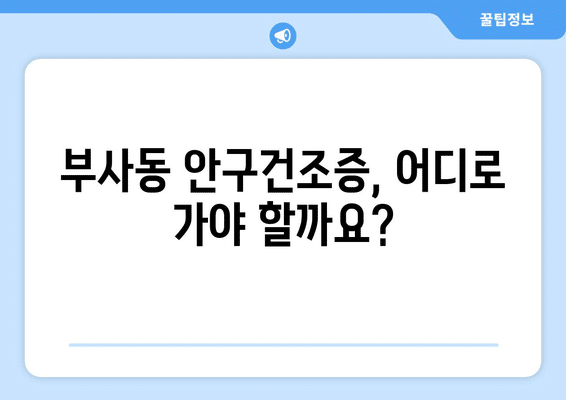 대전시 중구 부사동 안구건조증 안과 추천 잘하는 곳 총정리