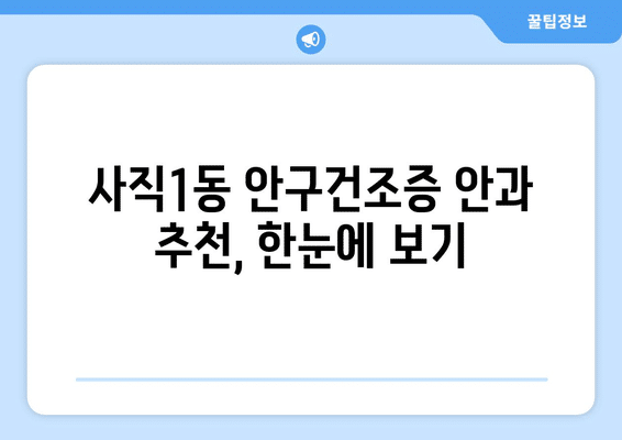 충청북도 청주시 서원구 사직1동 안구건조증 안과 추천 잘하는 곳 총정리
