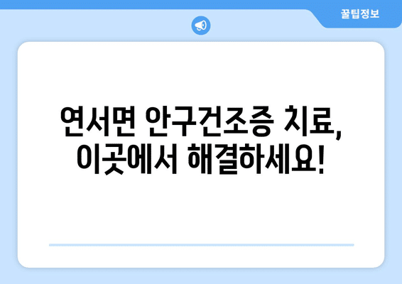 세종시 세종특별자치시 연서면 안구건조증 안과 추천 잘하는 곳 총정리