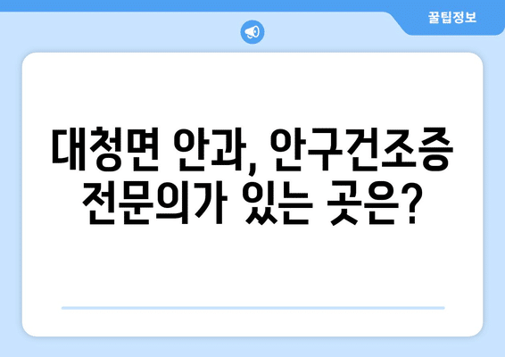 인천시 옹진군 대청면 안구건조증 안과 추천 잘하는 곳 총정리