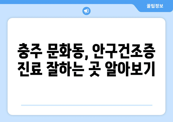 충청북도 충주시 문화동 안구건조증 안과 추천 잘하는 곳 총정리
