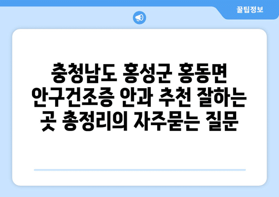 충청남도 홍성군 홍동면 안구건조증 안과 추천 잘하는 곳 총정리