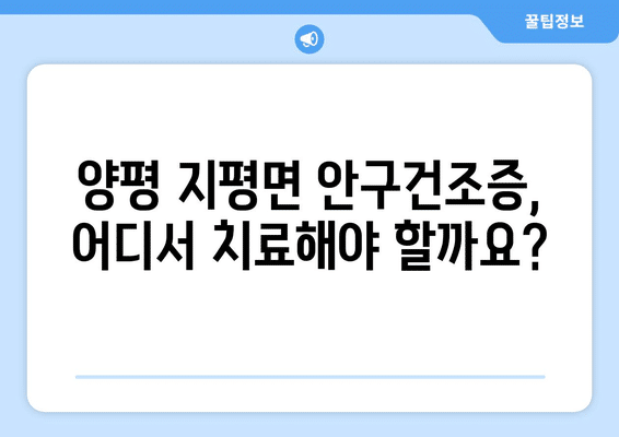 경기도 양평군 지평면 안구건조증 안과 추천 잘하는 곳 총정리