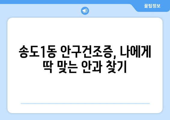 인천시 연수구 송도1동 안구건조증 안과 추천 잘하는 곳 총정리