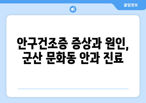 전라북도 군산시 문화동 안구건조증 안과 추천 잘하는 곳 총정리