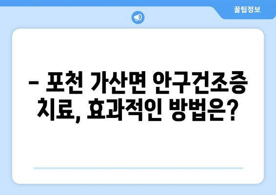 경기도 포천시 가산면 안구건조증 안과 추천 잘하는 곳 총정리
