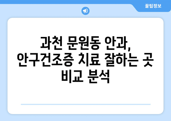 경기도 과천시 문원동 안구건조증 안과 추천 잘하는 곳 총정리