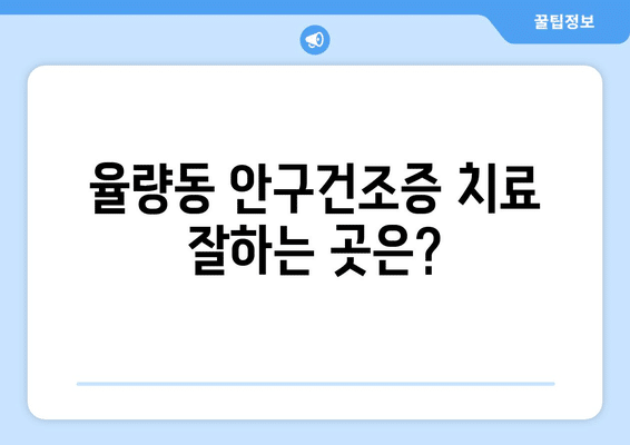 충청북도 청주시 흥덕구 율량동 안구건조증 안과 추천 잘하는 곳 총정리